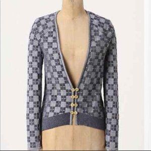 HWR Anthropologie Blue Plaid Cardigan